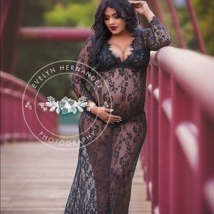 Black lace maternity gown
